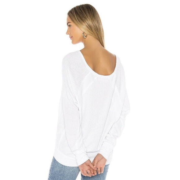 Free People We The Free Santa Clara Thermal Dolman Waffle Knit Top Small White - Picture 4 of 11